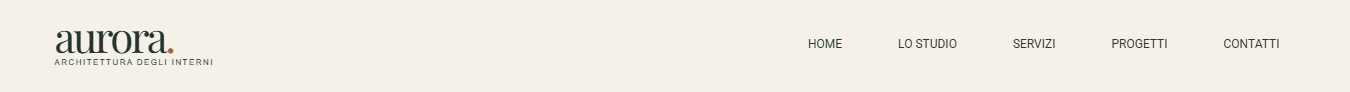 Studio Aurora header: logo and Italian navigation for Home, Studio, Services, Projects and Contact